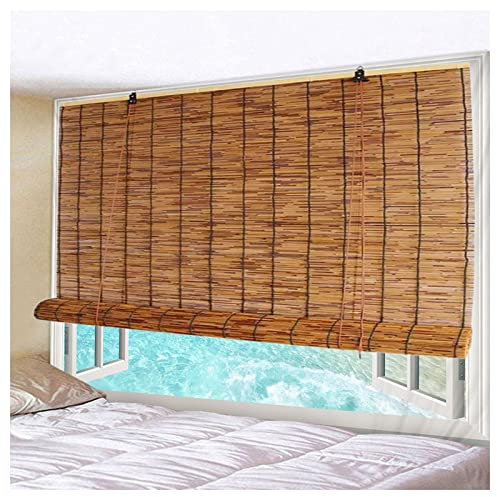 CcacHe Fenster-Rollo Bambusrollo Aussenbereich Bambus Rollos Wetterfest Sonnenschutz Raffrollo Für AuBenbereich Holz Jalousie Mit Seitenzug Holzrollos 40-160cm Breit Für Carport Balkon