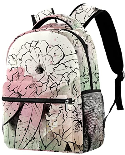 QQIAEJIA Rhododendron Watercolor Flower Large Backpack for Boys Girls SchoolBag with Multiple Pockets Canvas