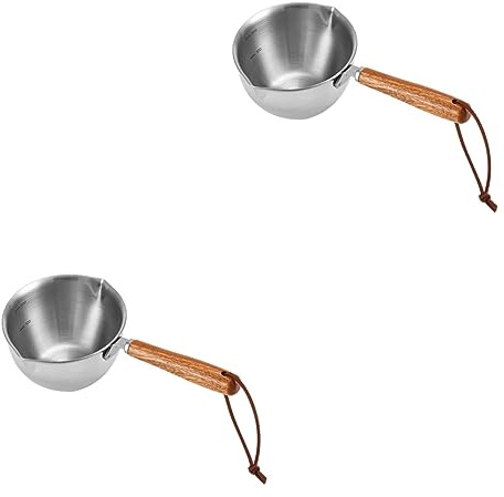 BESTonZON 2pcs Baking Melting Pot Spoon Stainless Steel Multi-use for Butter Cheese Oil for Family