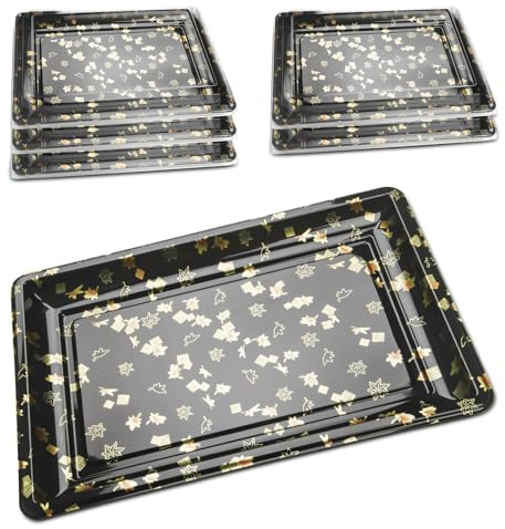 Mbsomnus Servierplatte mit Deckel 6er-Set Serviertabletts Groß(39x27x6cm) | Meal Prep Boxen, Wiederverwendbare, Servierplatten, Meal Prep Essensbox, Food Container, für Partyessen, Buffets, Sushi