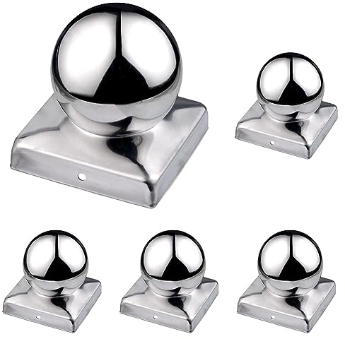 Connex HV4323 Pfostenkappen mit Kugel, 90 x 90 mm, Edelstahl rostfrei V2A (Packung mit 5)