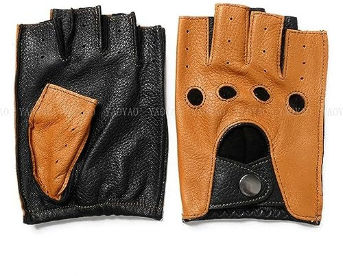 WILsem Frühling Herbst Männer Echte Leder Handschuhe Halb Finger Ziegenleder Fingerlose Fitness Fahren Männliche Handschuhe
