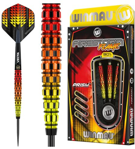 WINMAU Firestorm Flame Professionelles Wolfram-Dart-Set mit Flights und Schäften (Shafts)