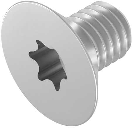 SECCARO Tornillo avellanado M4 x 6 mm, acero inoxidable V2A, VA A2, ISO 14581, Torx interior (TX), rosca completa, 20 unidades