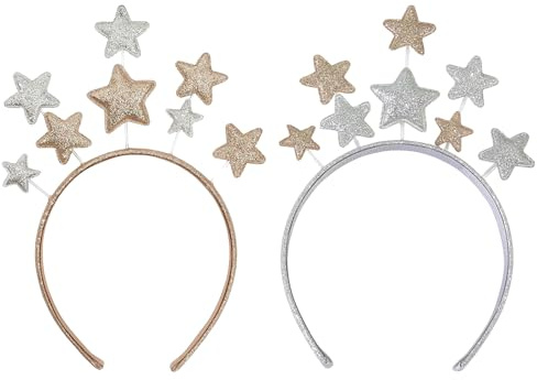 GWAWG Stirnband Haarband Einhorn Netter Glitter Weihnachten Sterne Haarreifen für Festival Zubehör Kinder Erwachsene Party Geburtstag Weihnachten New Year Stirnband (2pcs)