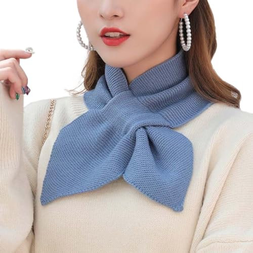 Damen Schal Warmer Schal für Herbst und Winter,Gestrickter Schal Strickschal Überkreuzter Wollschal Halswaermer,für Tägliches Tragen Party Reisen Outdoor Sportarten Aktivitäten,Blau
