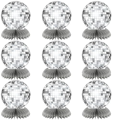 Yoomod Decorazioni per feste in discoteca - Centrotavola a forma di palla da discoteca, decorazioni per la tavola, centrotavola a nido d'ape, decorazione anni '70, accessori per feste di compleanno a