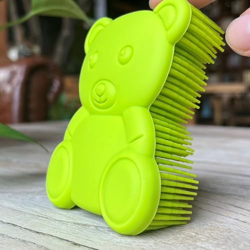 Hochwertige sensorische Bürste für Kinder oder Autismus, weicher Silikon-Körperwäscher, sensorische Raum-Ergotherapie-Bürsten,Duschbürste für Haustiere, Badebürste (bär-grün)
