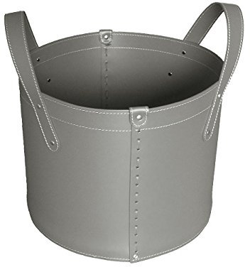 LIMAC Design TONDA Holzkorb aus Leder, moderne Brennholztasche, Originale Kaminholztasche, Kaminholzkorb, mit gummierten Rädern, Hergestellt in Italien. (Taupe)