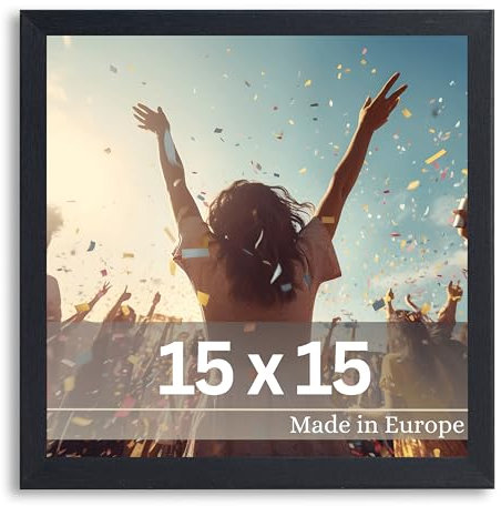 VictoR Cornice portafoto Dali, 15 x 15 cm, colore nero, cornice quadrata in legno, 15 x 15 cm, moderna cornice in legno con vetro acrilico infrangibile