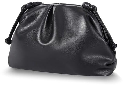 Huralona Elegante Clutch-Geldbörse aus veganem Leder, super weich, mit Wolkenmuster, Clutch-Tasche für Damen, PU-Abendtasche, Handtasche, Schwarz, Large
