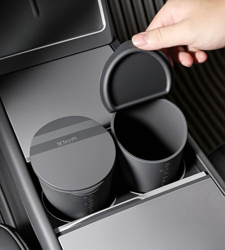 BMZX Auto-Mülleimer mit Deckel, kleiner Tassenhalter, Türtaschen-Mülleimer, Abfallbehälter, Mülltonne, passend für Auto, Zuhause, Büro, Schwarz, 2 Stück