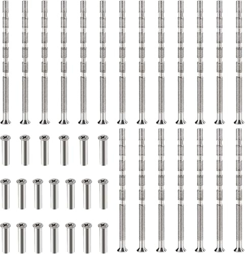 STOUCLA M3 Verbindung Schrauben mit Hülsen, Hülsenschrauben Vernickelter Stahl Verbindungsschrauben, mit Hülsen Abreißschraube für Türgriff, Schubladen,Schrank,Schlüsselloch,20 Stück