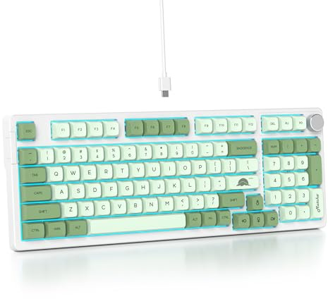 SbocKeeb Verde Tastiera Meccanica 96% con Suono Cremoso e Tastierino Numerico, Montaggio a Guarnizione, Retroilluminazione RGB, Hot Swappable, Cablata, Gioco Tastiera Thocky QWERTY Americana