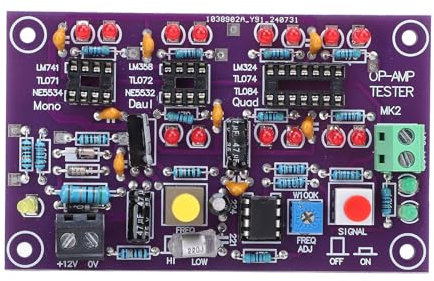 Tester per Chip della Scheda di Test 'amplificatore Operazionale Tester DC12V T2 per Circuito di Scena Applicabile a Doppio Quadruplo Singolo