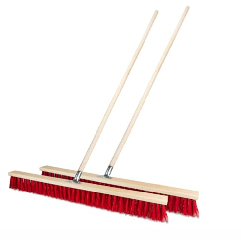 2 Stück Straßenbesen 80 cm mit Stiel 130 cm Holz draußen Gartenbesen Industriebesen Robuster Outdoor Besen mit Stabilen Borsten für Hof Garten und Gehwege (80cm + Stiel 130cm)