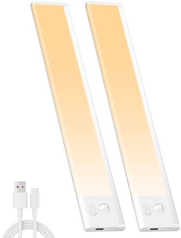 LED Schrankbeleuchtung mit Bewegungsmelder, USB-Aufladbar, Dimmbar, Magnetische Unterbauleuchte für Küche (2, 23 cm)