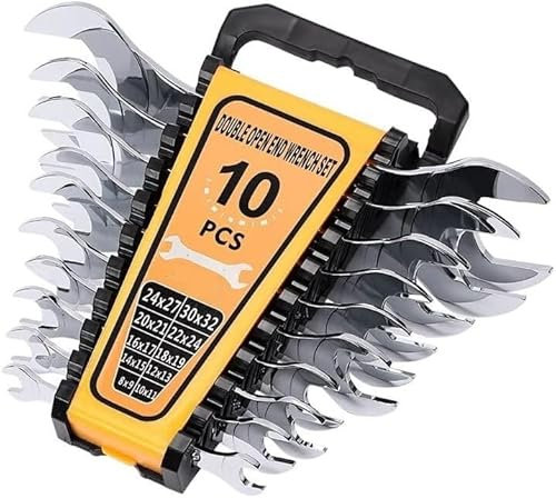 Llaves inglesas, llaves inglesas, herramientas de plomería, llave inglesa, juego de 10 piezas, juego de llaves ultradelgadas de doble extremo abierto, juego de herramientas manuales de reparación de a