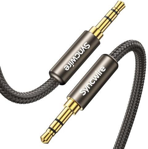 SYNCWIRE 3.5mm Audio Kabel Nylon Geflochtenes 0.5M Klinke auf Klinke kabel für Kopfhörer iPhone iPod iPad, Echo Dot Heim KFZ Stereoanlagen, Smartphones, PC, Lautsprecher, MP3 Player usw, Goldbraun