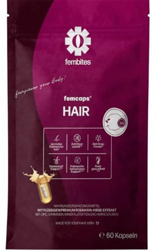 fembites femcaps Hair - Nährstoffkomplex für die Haare mit Keranat, Aminosäuren & Pflanzenextrakten - Vegan, Natürlich & Laborgeprüft - 60 Kapseln