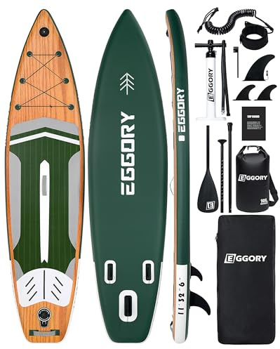 Tavola da surf gonfiabile SUP completa Paddleboard accessori pagaia regolabile, pompa, zaino da viaggio, guinzaglio, borsa impermeabile, tavola per adulti (Green white 1)