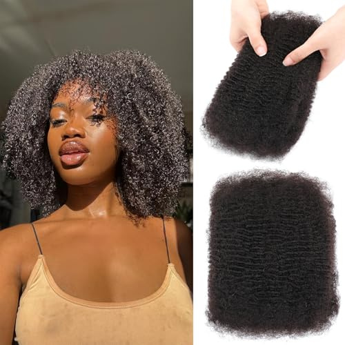 Alaleibaby Extensions de cheveux afro Kinkys en vrac - 25,4 cm - 100 % cheveux humains - Pour réparation d'extensions Draedlock
