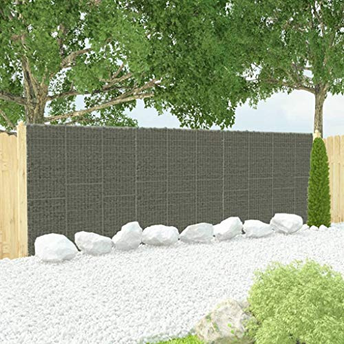 Homgoday Gabion Wall with Covers Galvanised Steel 600x30x200 cm,Gabion Baskets Gabion Stones Gabion Wire Mesh Gabion Cages Retaining Wall Garden Wire Pot Cage Fence Privacy
