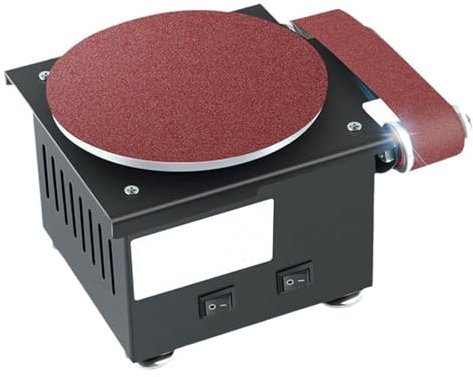 LHQYA Mini Levigatrice a Disco, Smerigliatrice da Banco Elettrica a Nastro, 7 velocità Regolabili, Massimo 8000 Giri/min, per La Levigatura Fai da Te di Metallo, Legno E Alluminio