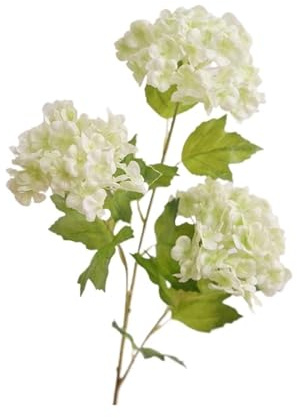 SFCHEN 4Pc Moisturizing 3head Latex Snowball Hydrangea Artificial Real Touch Flowers Wedding Backdrop Home Party Decor Floral Hydrangea(White Green)