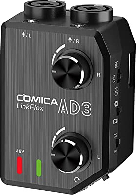 Juroupi Juroupi CoMica LINKFLEX AD3 Two-channels XLR/3.5mm/6.35mm-3.5mm Audio Preamp Mixer/Adapter/Interface for 3. DSLR Cameras and Smartphones