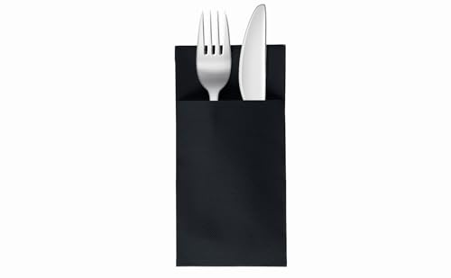 VelaHub Soft Point 50 Besteckservietten, Hochwertige, Einwegserviette, 39x38 cm, Schwarz