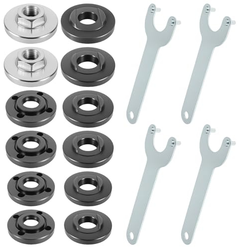 16pcs Angle Grinder Nut Angle Grinder Flange Wrench Kit, 5/8-11 Flange Metal Lock Nut with Spanner 4.5 5 Grinders Parts