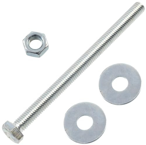 AERZETIX - Kit de 10 pernos M8x110mm con cabeza hexagonal + 20 arandelas anchas M8x24mm + 10 tuercas hexagonales M8 para bricolaje y fijación ligera | en acero
