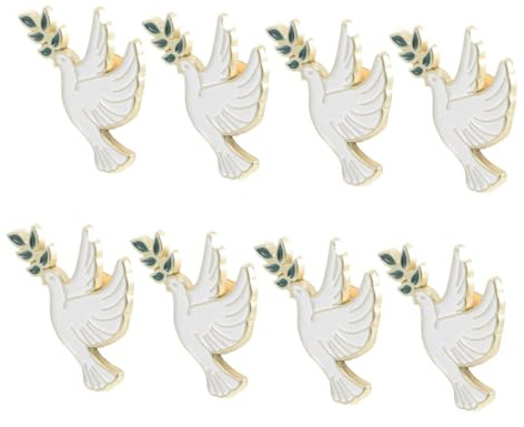 CALLARON 8 Pièces Broche Oiseau de Paix Blanche Insigne Pin Broche Vêtement Symbole Paix Décoratif pour Col Blanc Sac