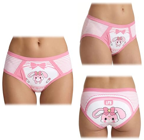 LittleForBig mjuka silkeslena underkläder bekväma tvättbara återanvändbara vattentäta vuxna kalsonger träningsbyxor - Baby Usagi rosa XS