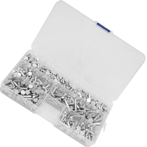 Qqmora Juego Surtido de Remaches de Aluminio M4 de 350 Piezas, Remaches Sólidos de Cabeza Plana Fuertes y Seguros para Proyectos de Construcción