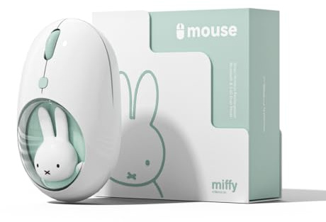 MiPow x Miffy Bluetooth trådlös mus, liten bärbar mus, lämplig för bärbara datorer, surfplattor osv., spårning smidig, kompatibel med PC och Mac, Windows och macOS, blå