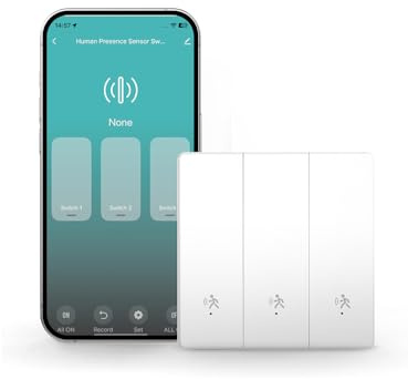 MOES Interrupteur Intelligent Zigbee Détecteur Mouvement | Commutateur d'éclairage automatique, capteur de présence intégré, économie d'énergie