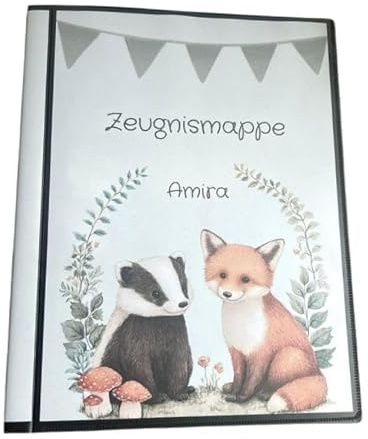 Personalisierbare Zeugnismappe mit Hardcover, 20 Dokumentenechte Folien, Sichere Aufbewahrung für Zeugnisse und Dokumente, Geschenk zur Einschulung