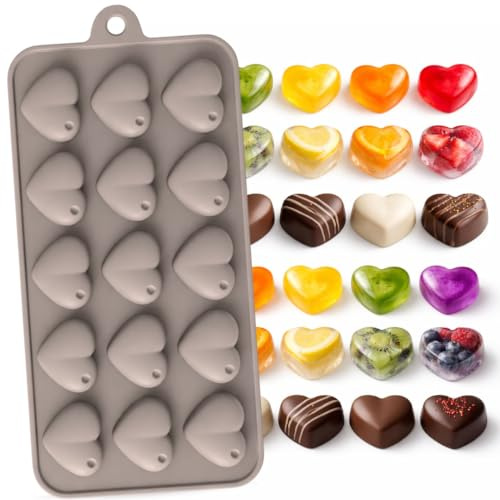 Stampo in Silicone per Cioccolatini a Cuore 3D - Stampo da Forno e Frigo - Versatile per Dolci, Ghiaccio, Candele, Caramelle, Gelatina - Formine Antiaderenti (CUORE)