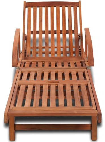 ATOMSTACK MAKER HOMELEN Massivholz Sonnenliege Akazie verstellbare Rückenlehne Ausziehtisch wetterfest für Garten Terrasse Pool 200x68cm