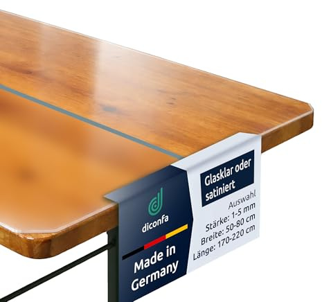 diconfa Tischfolie Bierzeltgarnitur - WÄHLEN: Größe - Optik & Dicke: 1 bis 5mm - glasklar, 50cm x 220cm, 4mm stark - 45° V-Kante Tischdecke Auflage glasklar durchsichtig transparent/milchig