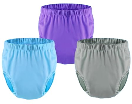 Vuxen läckage underkläder for inkontinens, tvättbar låg ljudnivå Återanvändbar vuxen blöjöverdrag, plastbyxöverdrag(Blue+Purple+Gray,X-Large)