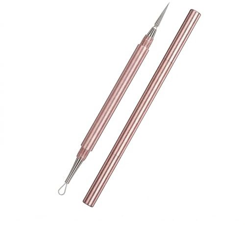 Precise Pimple Needle for Gentle Cleansing, Blackhead Remover Set Against Milia, Professional Stainless Steel Comedone Squeezer, High-Quality Pimple Remover Tool for the Face, Rose Gold Design