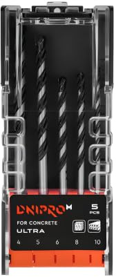 Juego de Brocas para Hormigón ULTRA 5 Uds 4-5-6-8-10 mm - Vástago Triangular Set Completo para Taladro Percutor - Perforar Hormigón Piedra Ladrillo y Mampostería Profesional y Bricolaje - Por Dnipro-M