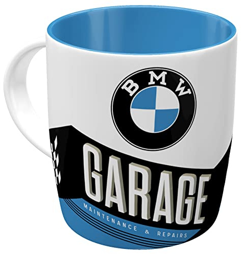 Nostalgic-Art Taza de café Retro BMW – Garage – Idea de Regalo para los Aficionados a los Accesorios de Coches, Cerámica, Diseño Vintage, 1 Unidad (Paquete de 1)