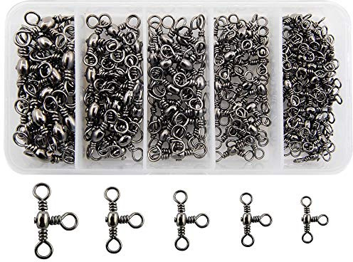 120stk Drei 3-Wege Angelwirbel Set Cross-Line Barrel Angeln Wirbel Set Messing T-förmiger dreifacher Drehverbinder Schnell rollende Wirbel Tackle Zubehör