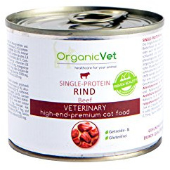 OrganicVet Katze Nassfutter Veterinary Single-Protein Rind, 6er Pack (6 x 200 g)