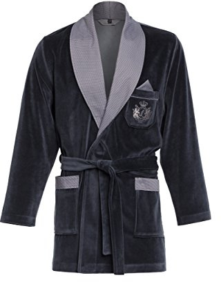 Revise RE-111 Short Dressing Gown - Smoking Jacket - with embroidered pocket Graphite C1 – 3XL