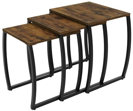 SRIWATANA Nesting Tables, Vintage Side End Tables Living Room, Coffee Snack Table Set of 3
